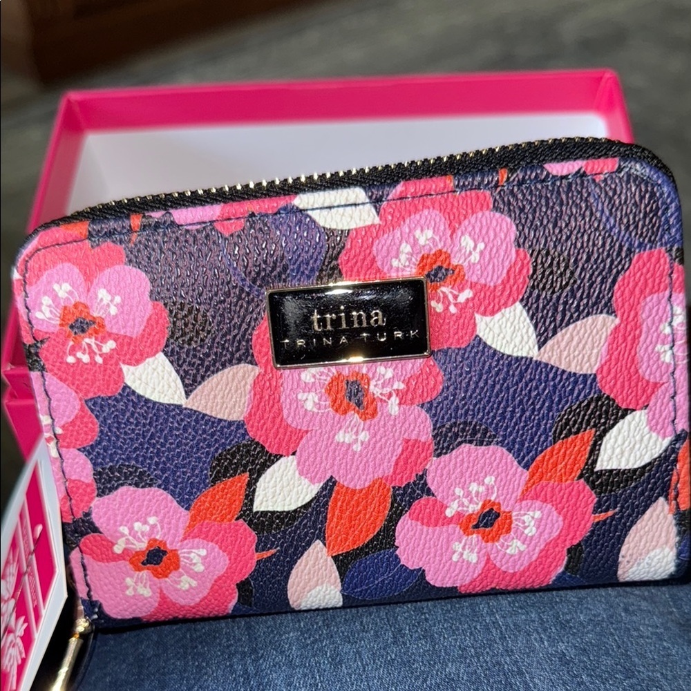 Trina Turk Pink and Blue Floral Wallet
